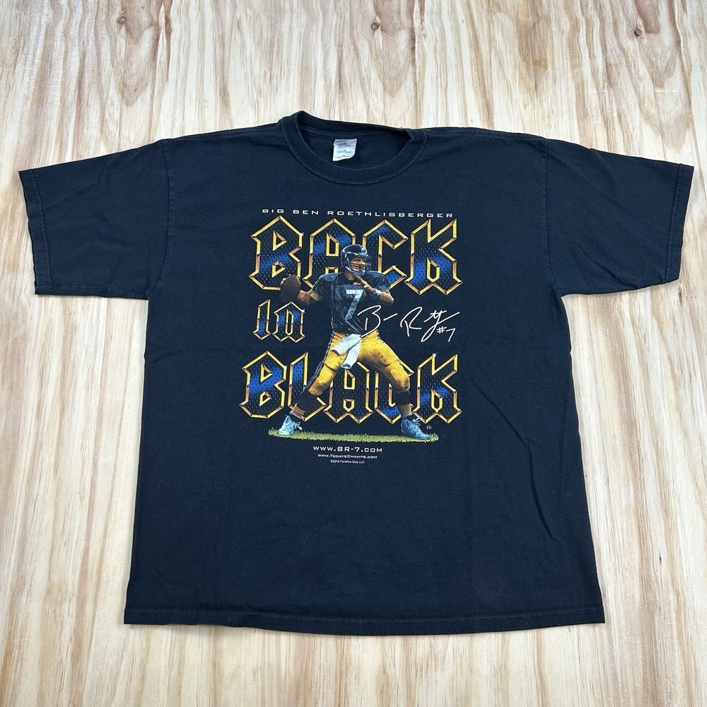 Vintage Y2K Ben Roethlisberger Big Ben Steelers NFL T-Shirt Black Size XL